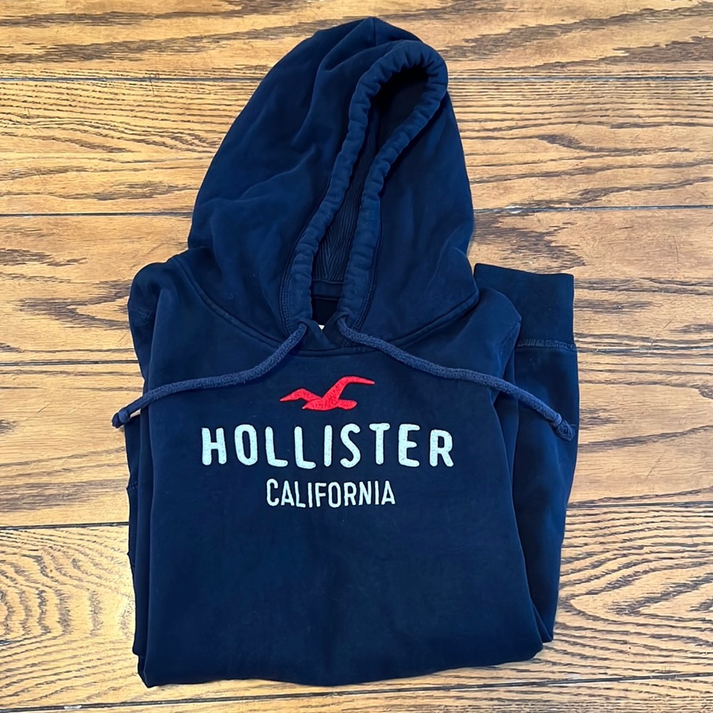Navy Blue Hollister Girls L Hoodie.